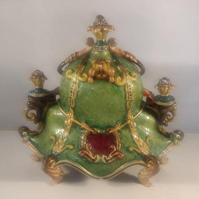 Jay Strongwater Enamel and Jeweled French Design Desk Clock