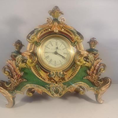 Jay Strongwater Enamel and Jeweled French Design Desk Clock