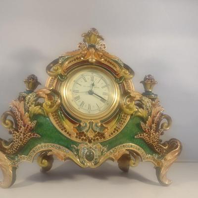 Jay Strongwater Enamel and Jeweled French Design Desk Clock