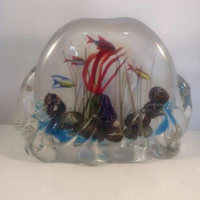 Large Vintage Murano Studio Art Glass Fish Theme Statue