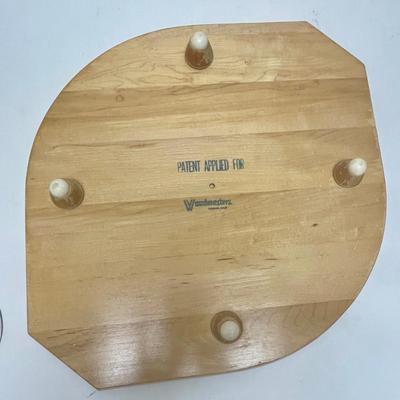 Vintage Wooden Cutting board with drain groove and detachable metal meat gripper ring