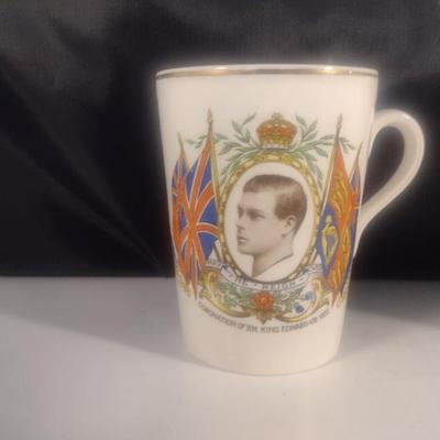 Set of Three Antique Coronation Mugs and Mustache Cups