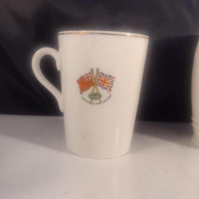 Set of Three Antique Coronation Mugs and Mustache Cups