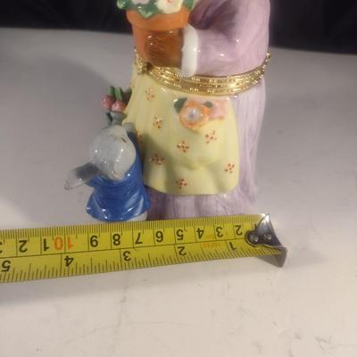 Ceramic Green Thumb Rabbit Hinged Trinket Box