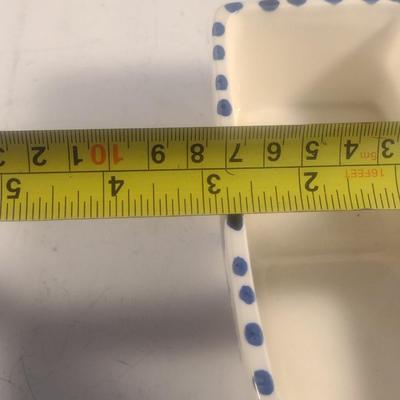 Vintage Ceramic Delft Blue Holland Hand-Painted Egg Cups and Caddy