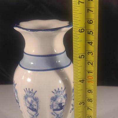 Vintage Ceramic Delft Blue Holland Hand-Painted Table Vase