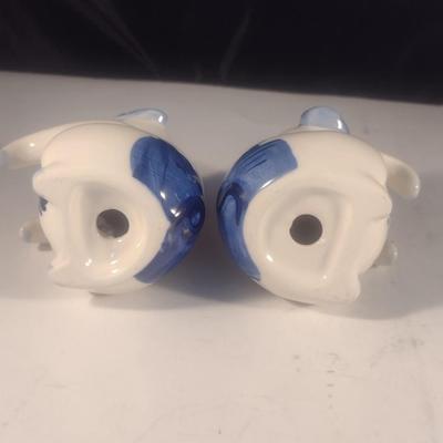 Vintage Ceramic Delft Blue Holland Hand-Painted Piggy Salt and Pepper Shakers