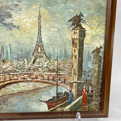 Oil Painting - River Seine and Eiffel Tower - Paris Skyline