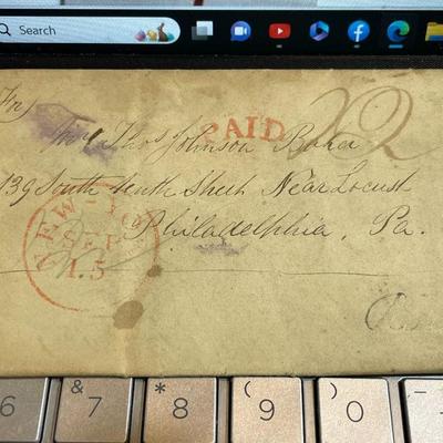 September/1841 Fountain Pen Written Letter to Philadelphia, Pa. as Pictured.