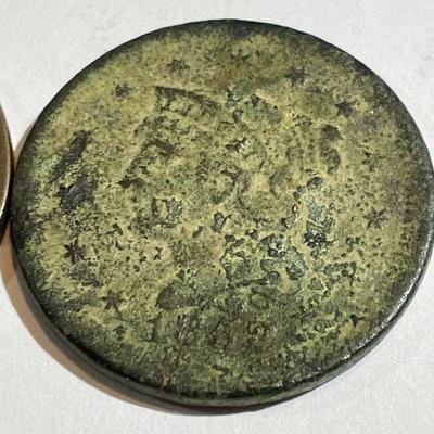 1-Damaged/1-Corroded Condition 1822 & 1852 U.S. Large Cents as Pictured.