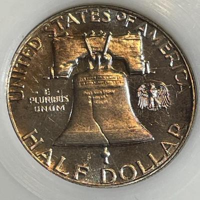 PCI Certified 1962 Proof-66 Cameo Lightly Toned Silver Franklin half Dollar as Pictured.