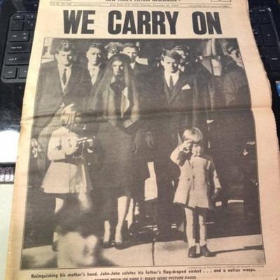 Complete New York Daily News Kennedy Funeral Newspaper in Folded Fair-Good Condition. Back Page Crease Tear about 3".