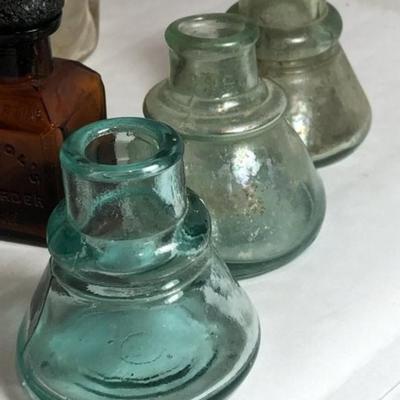 7 Scarce Antique Inkwells/Bottles Preowned from an Estate in Good Overall Condition as Pictured.