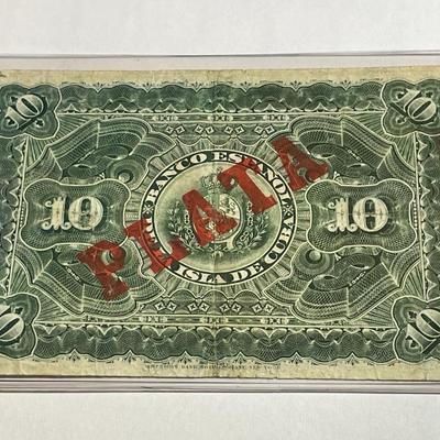 Scarce Cuba 1896 Nice Circulated Condition 10-Peso Currency/Banknote as Pictured.