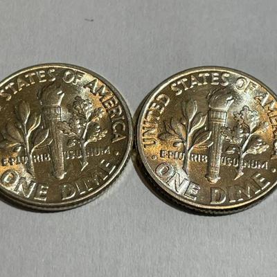 (2) 1950-P Uncirculated Condition Roosevelt Silver Dimes as Pictured.