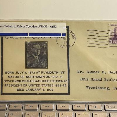 Tribute to Calvin Coolidge 1933 Event Cover in Good Preowned Condition.