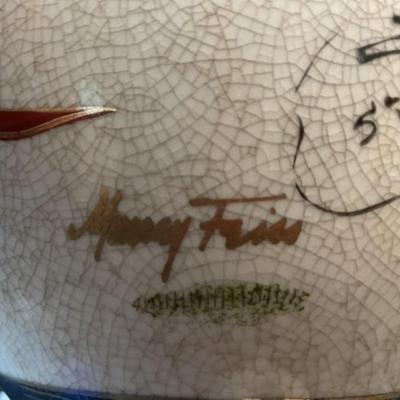 Vintage Mid-Century Murray Feiss Signed Table Lamp Ginger Jar with Unusual 3-Monks/Gods Base 12" Tall to the Top of the Jar.