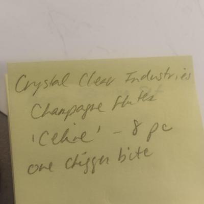 Set of Eight Crystal Clear Industries Crystal Glass Stemmed Champagne Flutes