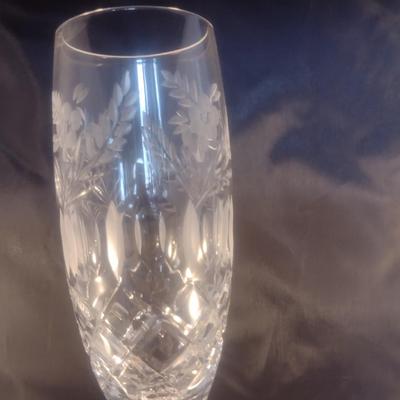 Set of Eight Crystal Clear Industries Crystal Glass Stemmed Champagne Flutes