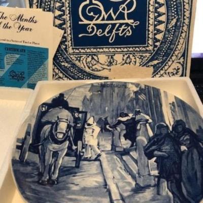 Delfts Month of the Year â€œFebruaryâ€ Large Collectors Plate in VG Condition.