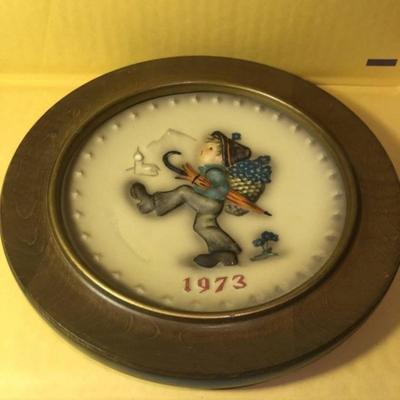 7 Different Hummel Collector Plates Mounted in a Wooden Frames Preowned as Pictured.