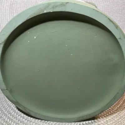 Antique Sage Green Unmarked Base Jasperware Large Pitcher 9" Tall in VG Preowned Condition.