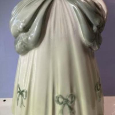 Mid-Century Colonial Dressed Lady Ceramic Hand Painted Figurine 15.75" Tall in VG Preowned Condition.