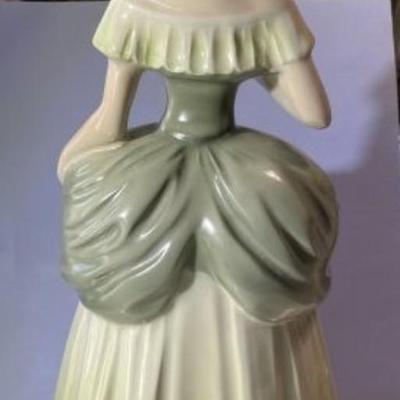 Mid-Century Colonial Dressed Lady Ceramic Hand Painted Figurine 15.75" Tall in VG Preowned Condition.