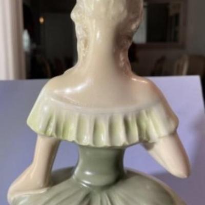 Mid-Century Colonial Dressed Lady Ceramic Hand Painted Figurine 15.75" Tall in VG Preowned Condition.