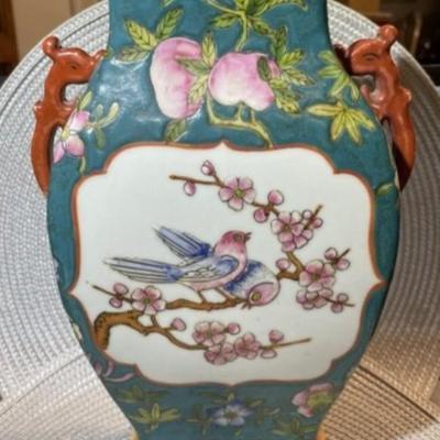 Scarce Chinese Famille Jiaqing 1796-1820 Red Mark Base 11.5" Tall Needs Rim Repair as Pictured.