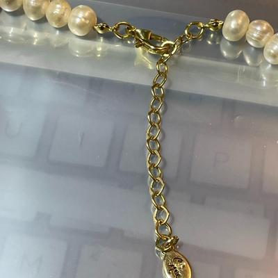 Vintage Sequin Baroque Freshwater Pearl Bright White Color Necklace 30"-32.5" w/Adjustable Length in VG Preowned Condition as...