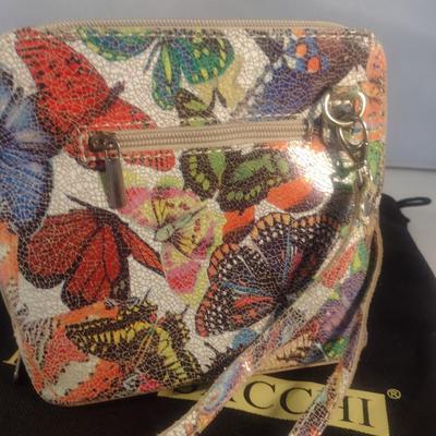 Primo Sacchi Italian Leather Butterfly Design Shoulder Bag with Dust Cover