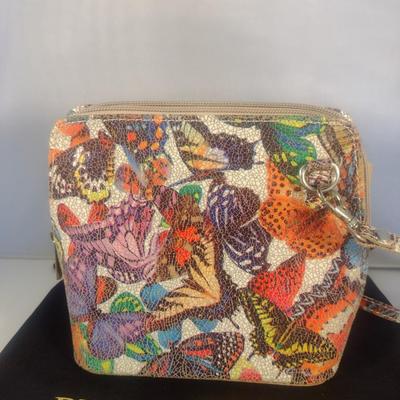 Primo Sacchi Italian Leather Butterfly Design Shoulder Bag with Dust Cover