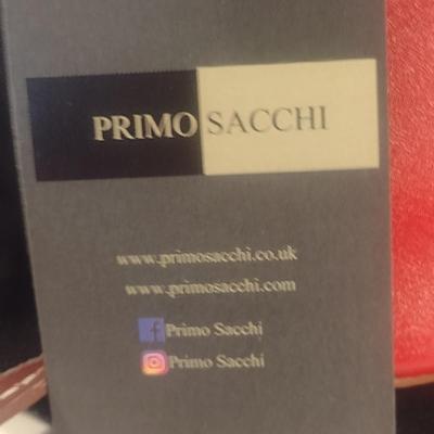Primo Sacchi Italian Leather Red with Obverse Blue Design Shoulder Bag with Dust Cover