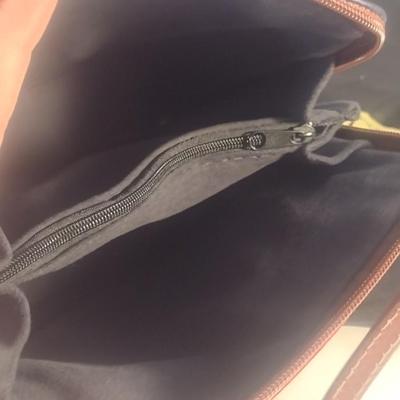 Primo Sacchi Italian Leather Red with Obverse Blue Design Shoulder Bag with Dust Cover