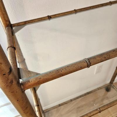 Bamboo Like Metal Shelving Unit with Glass Shelves (UD-DW)