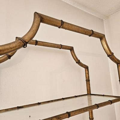 Bamboo Like Metal Shelving Unit with Glass Shelves (UD-DW)