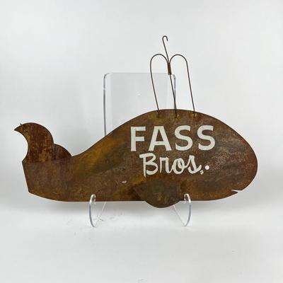 1107 Vintage Metal Whale Sign from Fass Bros Fish House