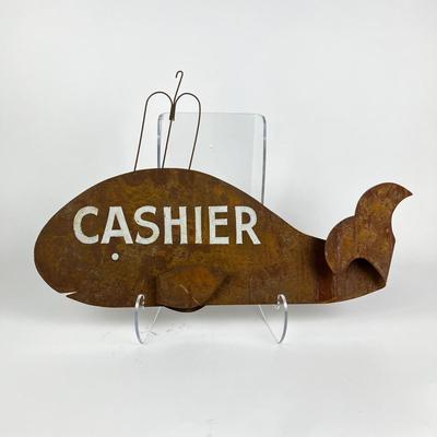 1107 Vintage Metal Whale Sign from Fass Bros Fish House