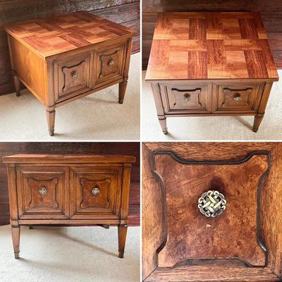 GORDONS INC. ~ Pair (2) ~ Solid Wood Inlaid Side Tables