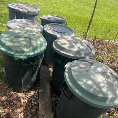 Seven Rubbermaid Plastic Garbage Cans (BY-MG)