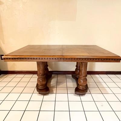 Solid Wood Inlaid Dining Table & Four (4) Cane Back Chairs ~ *Read Details