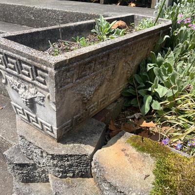 Two Cement Rectangular Planters (BY-MG)