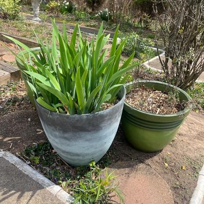 Four Plastic Plant Pots in Green & Blue (BY-MG)