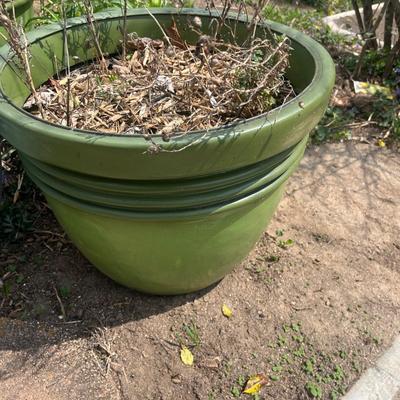 Four Plastic Plant Pots in Green & Blue (BY-MG)