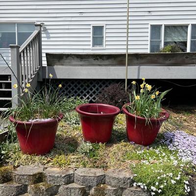 Three Large Red Plant Pots (BY-RG)