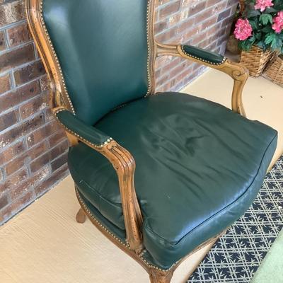 Chateau Dâ€™Ax green leather chair made in Italy 37â€H 26â€W 19â€depth