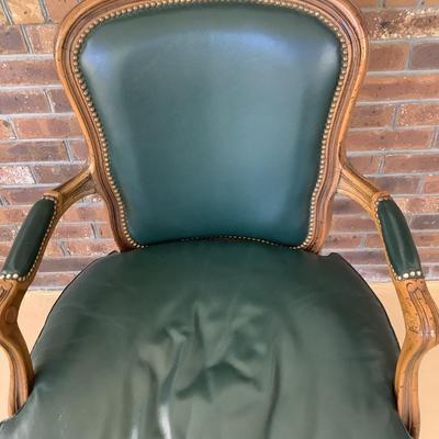 Chateau Dâ€™Ax green leather chair made in Italy 37â€H 26â€W 19â€depth