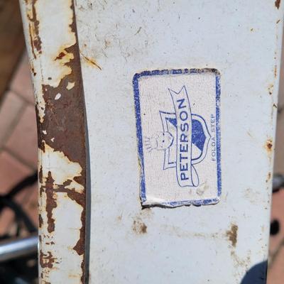 Vintage Peterson antique Folda Step ladder and collapsible adjustable bike carrier.