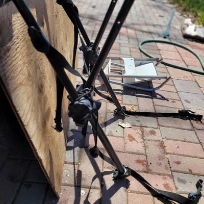 Vintage Peterson antique Folda Step ladder and collapsible adjustable bike carrier.
